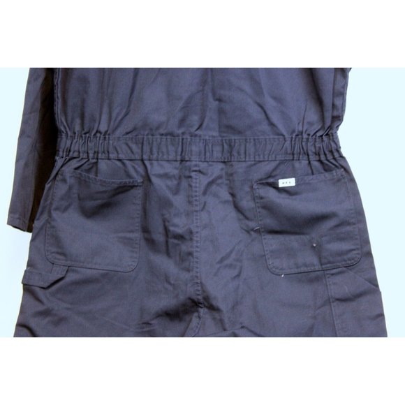 VTG Key Blue Mechanics Work Uniform Jumper Collared Button Zipper Pockets - Picture 5 of 7